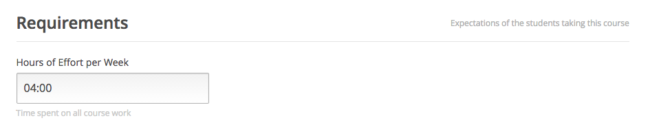 Hours of Efforts per week