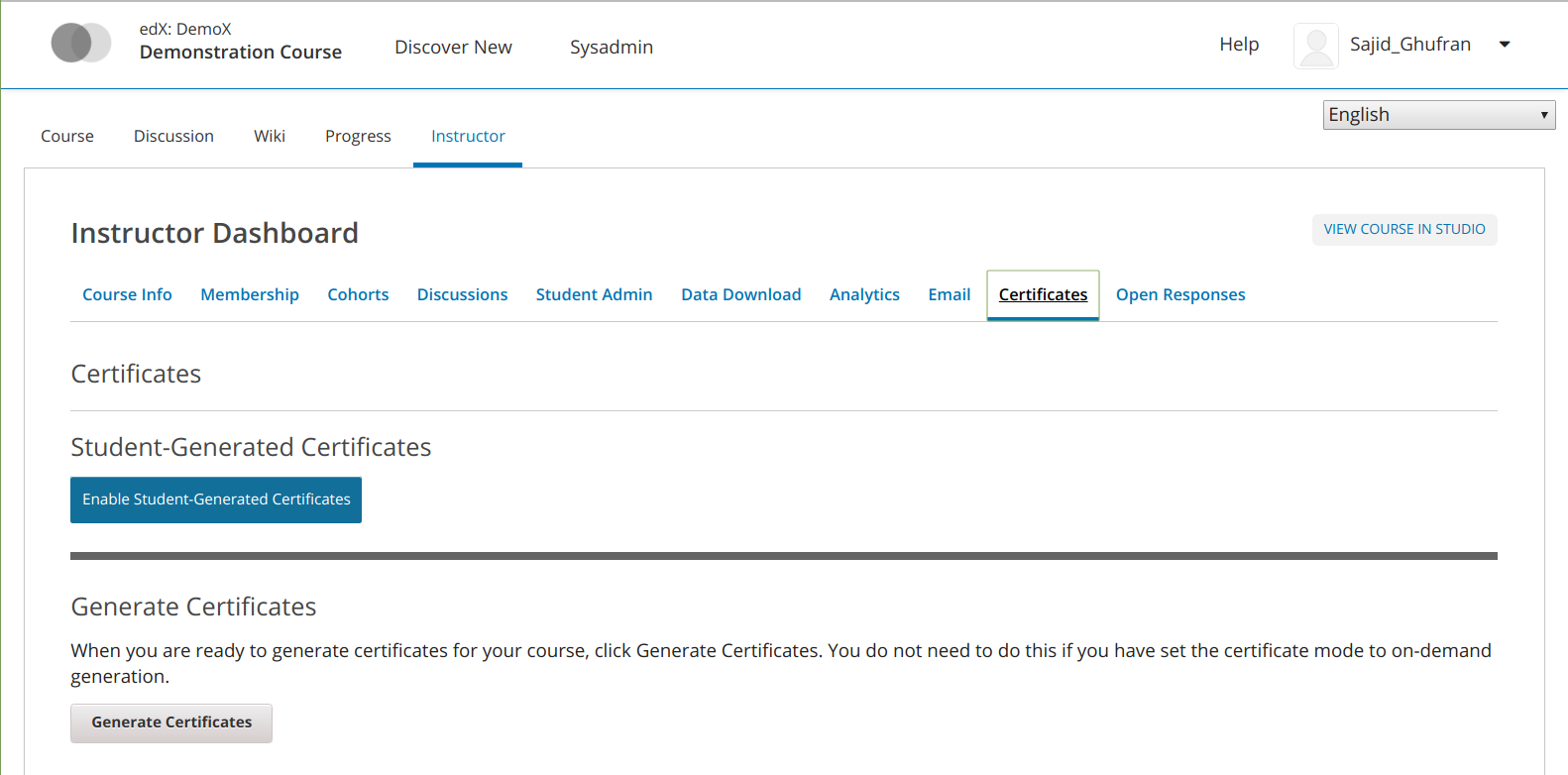 Enable Student-Generated Certificates